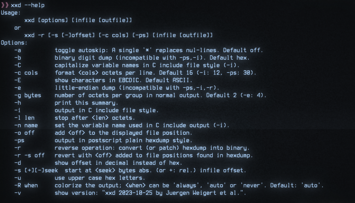 xxd - usage - cool-retro-term